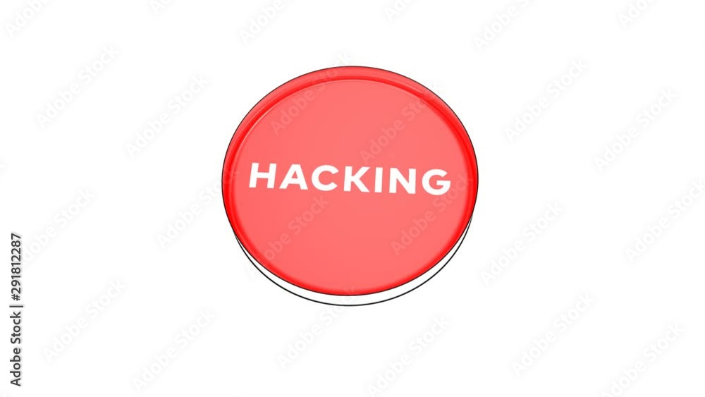 Poster pushing big red button with word hacking.
