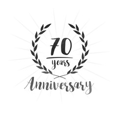70 years anniversary celebration logo. Seventy years celebrating watercolor design template. Vector and illustration.