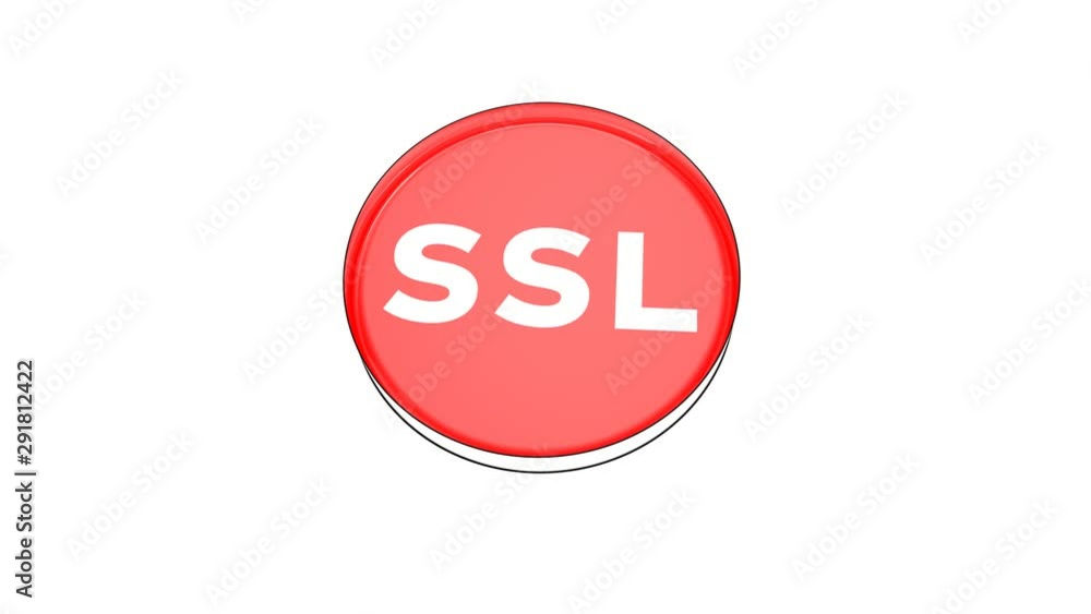 Aufkleber pushing big red button with word ssl.