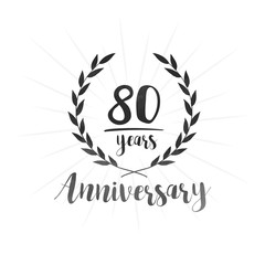 80 years anniversary celebration logo. Eighty years celebrating watercolor design template. Vector and illustration.