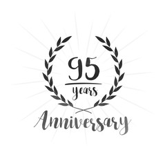 95 years anniversary celebration logo. Ninety-five years celebrating watercolor design template. Vector and illustration.