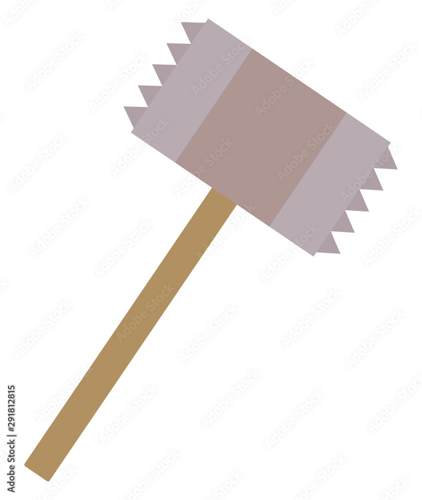 Sticker steak hammer, illustration, vector on white background.