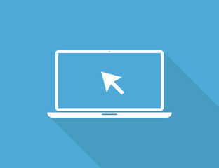 Abstract laptop cursor for mobile app design. Cursor or pointer isolated vector sign symbol. Laptop computer service concept.