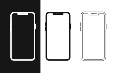 Set flat smartphone for web design. Mobile smartphone device gadget. Blank screen isolated. Mobile phone line icon. Mobile app vector illustration.
