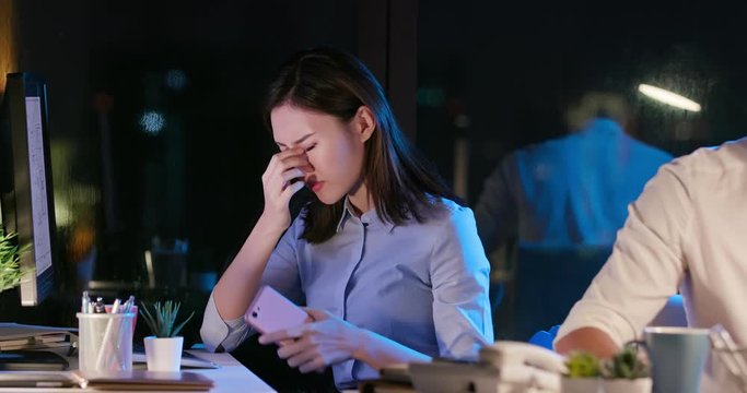 businesswoman overtime work