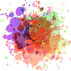 Drops of paint on a white background, vector illustration EPS 10 imitating watercolor, abstract background for text, eye-catching multicolor spot, can be used for flyers, advertising, design element. 