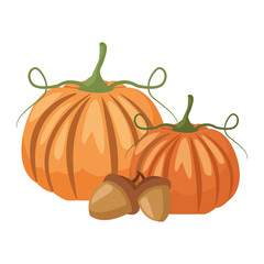 autumn pumpkin and nuts fruits seasonal icons
