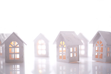 Fototapeta premium Glowing houses Christmas card