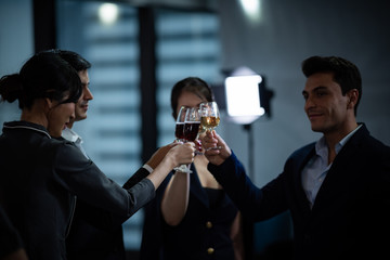 Champagne celebration, cliking the glasses to celebrate special occasion together