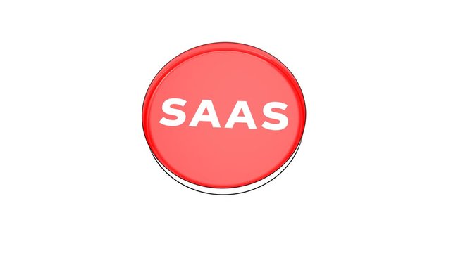 pushing big red button with word Saas.