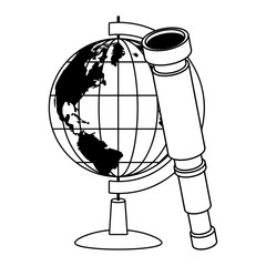 retro world map and telescope navigation