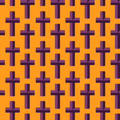Vector seamless pattern with crosses. Happy Halloween. Design suitable for your business, fabrics, wallpapers, wrapping paper, posters.