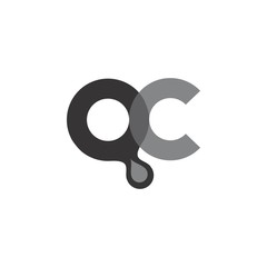 QC letter with oil drop logo design vector