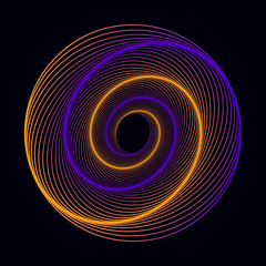 Vector colored spiral. Twisted abstract wireframe tunnel.