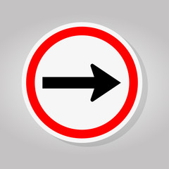 Go Right By The Arrows Traffic Road Sign Isolate On White Background,Vector Illustration