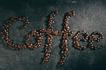 Coffee and bean beans Arabica 100% coffee roasted background concept 