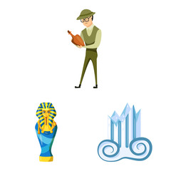 Vector design of archaeology and historical symbol. Set of archaeology and excavation stock symbol for web.