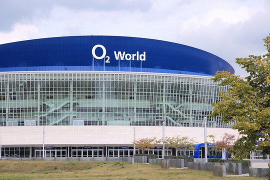 BERLIN, GERMANY - AUGUST 26, 2014: O2 World, a multi-use indoor arena for concerts and sport events in Berlin Friedrichshain district. It was opened in 2008.