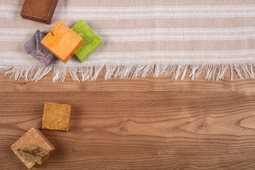 many colorful soap over spa table