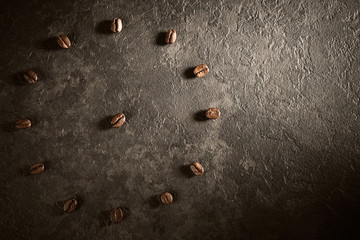 Coffee and bean beans Arabica 100% coffee roasted background concept 