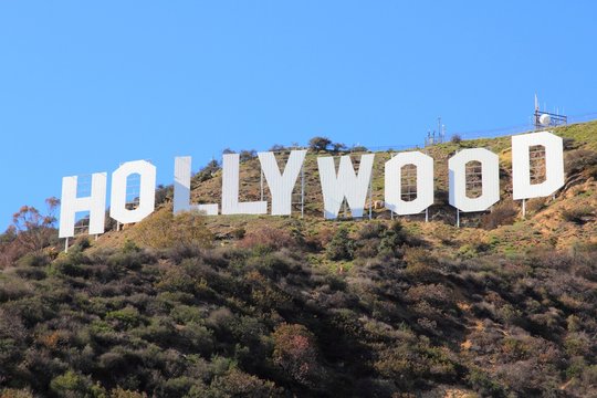 LOS ANGELES, USA - APRIL 5, 2014: Hollywood Sign in Los Angeles. The sign was originally created in 1923 and is a Los Angeles Historic-Cultural Monument.