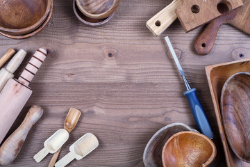 Fototapeta na wymiar wooden kitchen equipment