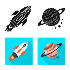 Vector illustration of astronomy and technology symbol. Collection of astronomy and sky stock symbol for web.