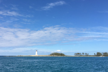 Lighthouse on island in Bahamas