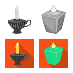 Isolated object of relaxation and flame icon. Set of relaxation and wax stock symbol for web.