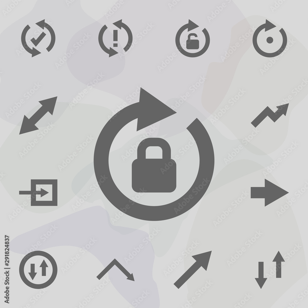 Poster arrow, lock icon. universal set of arrows for website design and development, app development