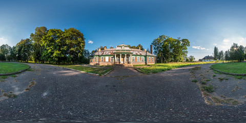 full seamless spherical hdri panorama 360 degrees angle view near abandoned homestead castle with...
