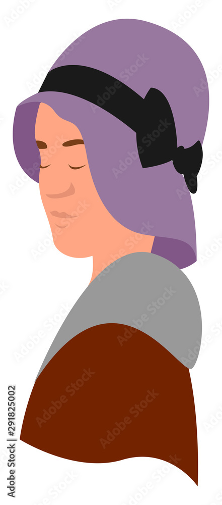 Poster Woman with hat, illustration, vector on white background.