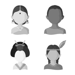 Isolated object of person and culture symbol. Collection of person and race stock vector illustration.