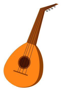 Small lute, illustration, vector on white background.