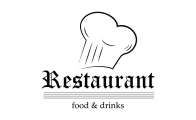 Chef Hat And Restaurant Logo -Isolated On White. Vector Illustration For Food Icon, Cooking Hat, Kitchen,Bar And Chef Logo Design.Restaurant And Chef Hat Logo For Bistro, Cook Elements And Food Labels