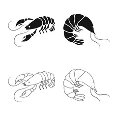 Vector design of appetizer and ocean symbol. Collection of appetizer and delicacy stock vector illustration.