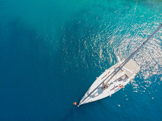 Sailing yacht, a delightful seascape drone photo.