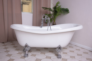White bathroom interior in a vintage style..
