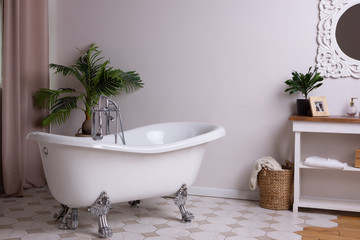 White bathroom interior in a vintage style..