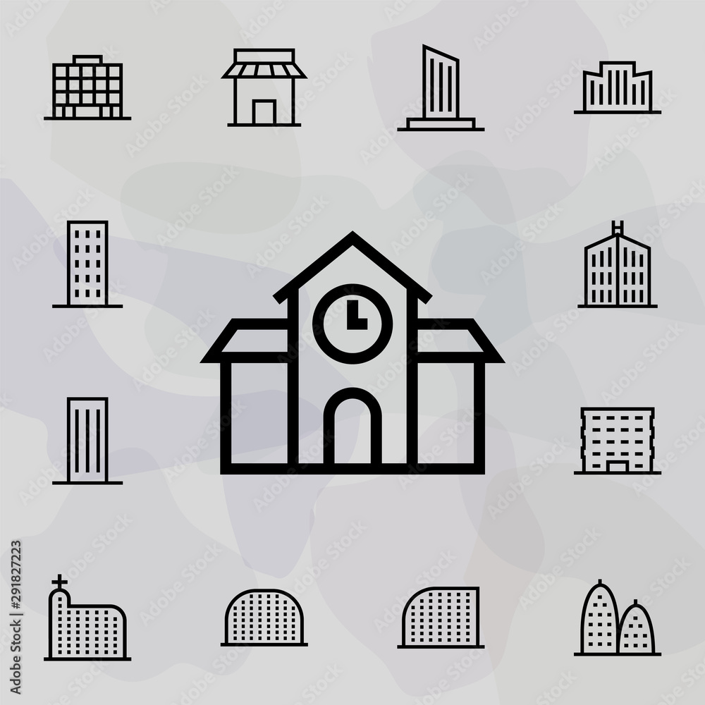 Poster clock, building icon. universal set of building for website design and development, app development