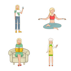 Isolated object of woman and body icon. Set of woman and style vector icon for stock.