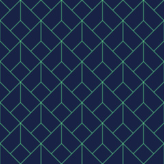 Seamless neon blue vintage geometric basic diamonds outline pattern vector