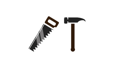 hammer and saw logo vector