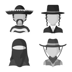 Isolated object of person and culture icon. Collection of person and race stock vector illustration.