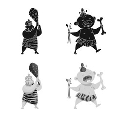 Vector illustration of evolution and prehistory logo. Set of evolution and development vector icon for stock.