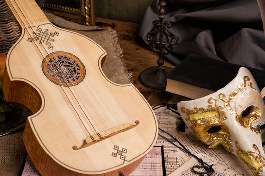 Musical still life in the Renaissance style with viola ..