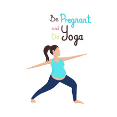 Pregnant Woman Practicing Yoga Vector Illustration