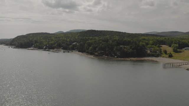 Aerial views of Bar Harbor, Maine, overlooking the Acadia National Park, Maine, USA, 4K Video