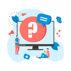 Frequently Asked Question flat modern design concept on desktop