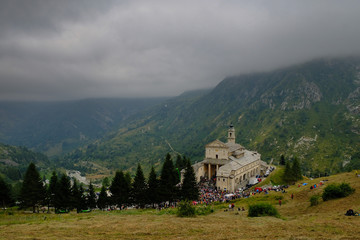 Fototapeta na wymiar sanctuary of castelmagno in Cuneo, in the Piedmontese mountains